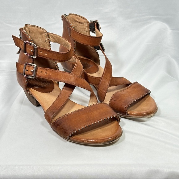 Miz Mooz Cosmo Wide Leather Studded Comfort Sandals Boho Artisan EU 38 Cognac - Picture 3 of 16